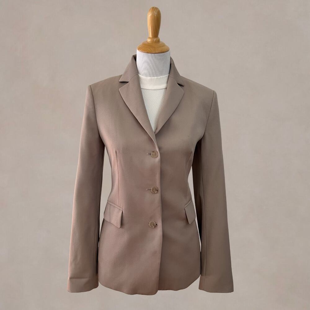 Vintage 90s J.Crew 100% Wool Blazer‎ Tan Tailored Jacket Women's 8